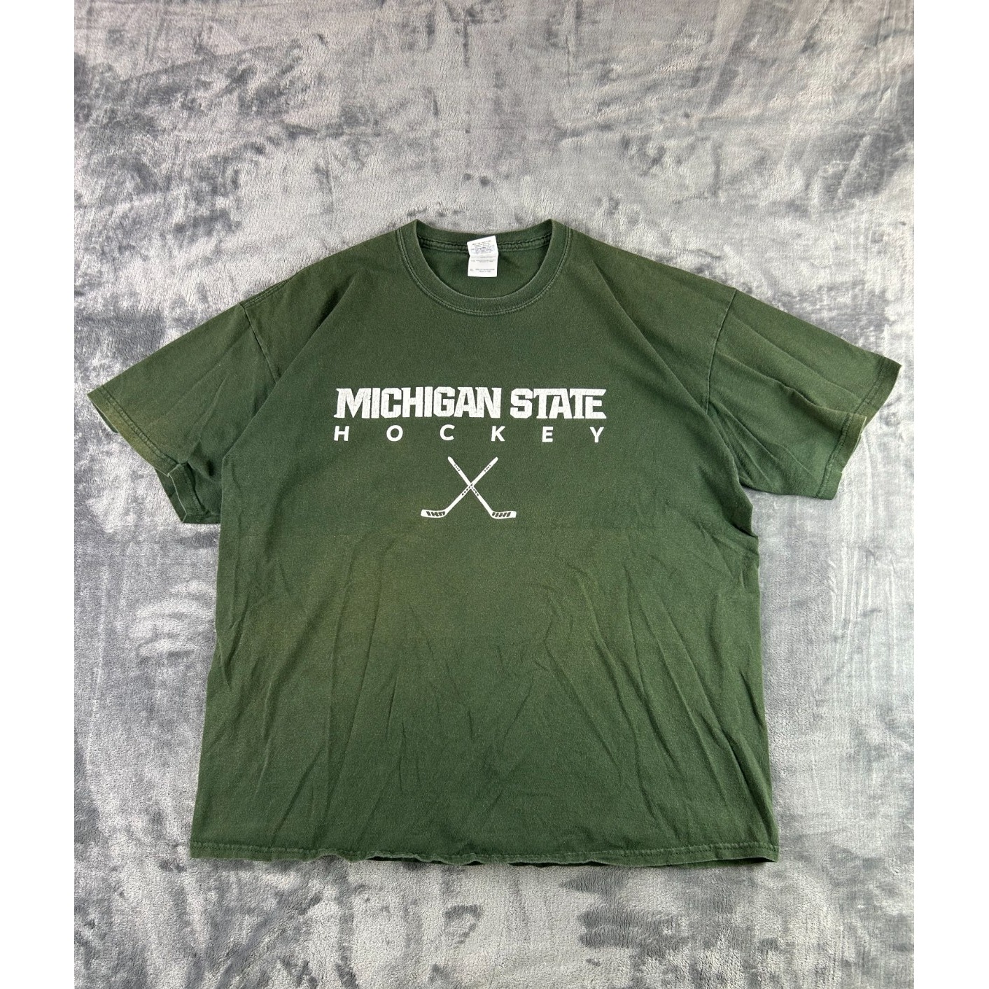 Michigan State Hockey TShirt Mens Xl Green Gmc Logo Ncaa College Tee Gildan